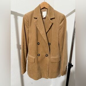 H&M Camel Corduroy Double-Breasted Blazer